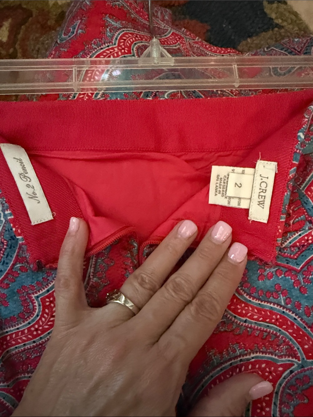 J. Crew Red & Teal Paisley Pencil Skirt - Picture 6 of 8